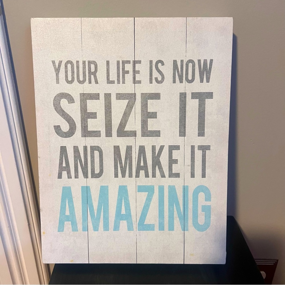 “Your life is now seize it and make it amazing” wall decor